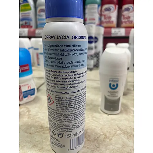 Photo from the official notice: LYCIA deodorante original efficacia garantita deodorant spray — chemical risk