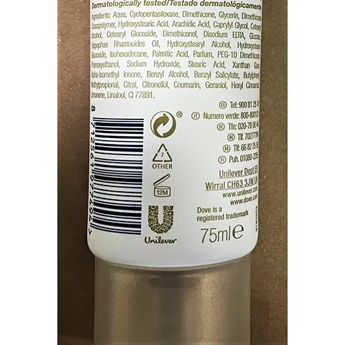 Photo from the official notice: Dove Derma Spa - Goodness hand cream — chemical risk