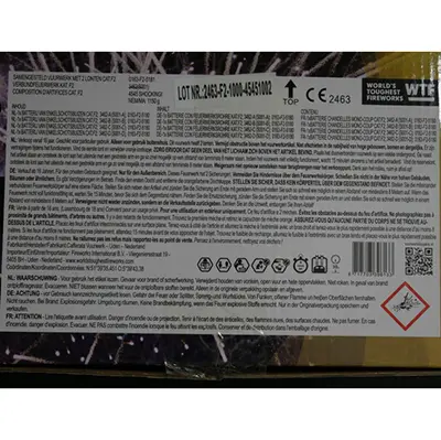 Foto dell’avviso ufficiale: Fireworks International B.V. Shocking! Fuochi d'artificio — rischio: Ustioni & Lesioni uditive