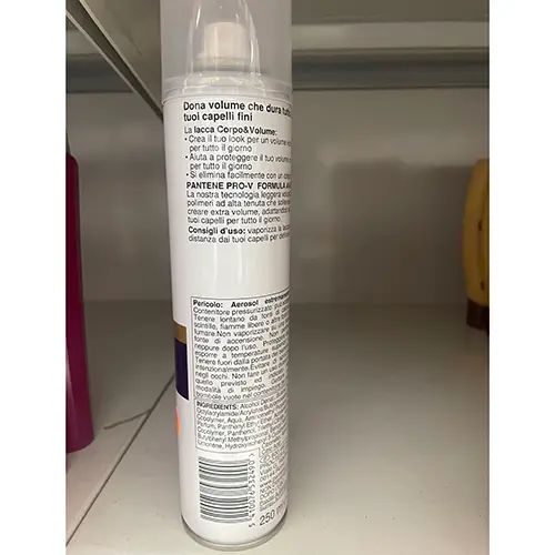 Foto dell’avviso ufficiale: PANTENE Lacca Corpo &amp; Volume — rischio: Rischio chimico