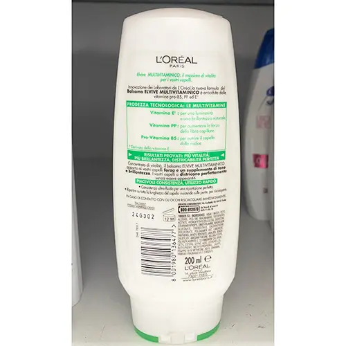 Foto dell’avviso ufficiale: L'OREAL Elvive Balsamo crema multivitaminico Balsamo per capelli — rischio: Rischio chimico