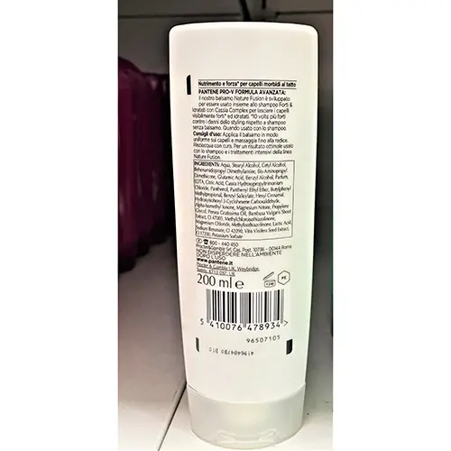 Photo de l’avis officiel: PANTENE Pro-V Nature Fusion Revitalisant pour cheveux — risque: Risque chimique