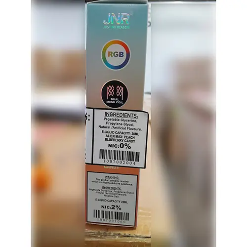 Photo de l’avis officiel: Alien Max JNR 18000 PUFFS Cigarette électronique jetable — risque: Risque chimique