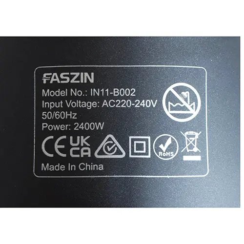 Photo from the official notice: FASZIN Professional Hair Dryer — burns & fire risk