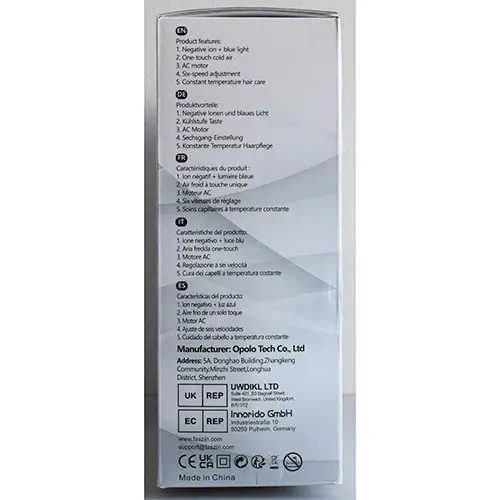 Photo from the official notice: FASZIN Professional Hair Dryer — burns & fire risk