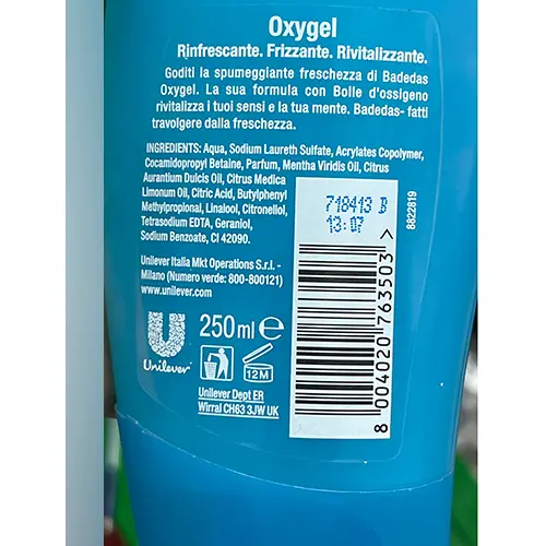 Photo de l’avis officiel: Badedas Oxygel Mousse de douche — risque: Risque chimique