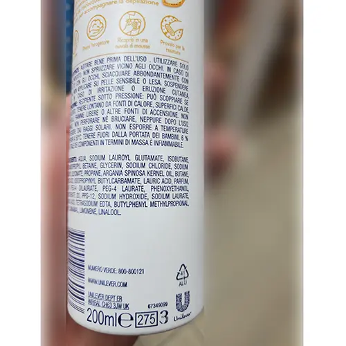 Foto dell’avviso ufficiale: Dove Mousse doccia con olio di argan Mousse per capelli — rischio: Rischio chimico