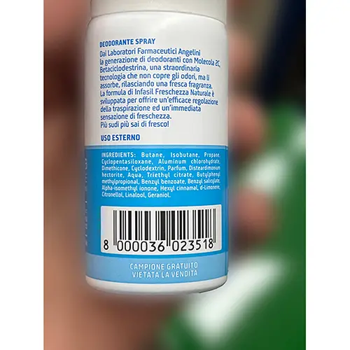 Photo de l’avis officiel: INFASIL Freschezza naturale con emollienti Déodorant — risque: Risque chimique