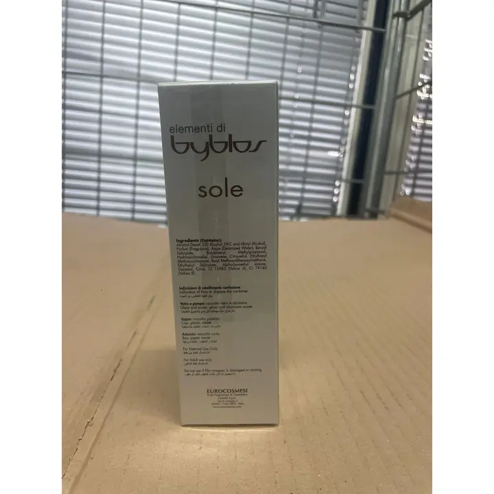 Photo de l’avis officiel: Byblos Sole Eau de toilette — risque: Risque chimique (A12/01751/24)