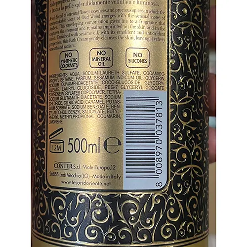 Photo de l’avis officiel: Tesori d'Oriente Royal Oud dello Yemen Crème de bain — risque: Risque chimique