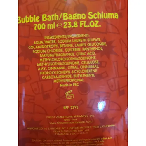 Zdjęcie z oficjalnego zgłoszenia: First American Brands, inc New York Bubble Bath Tweety &amp; Sylvester Pianka do kąpieli — ryzyko: Chemiczne