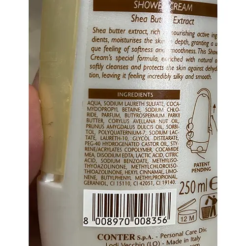 Photo de l’avis officiel: Vidal Premium extra idratante Crème de douche — risque: Risque chimique