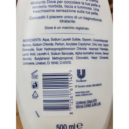Photo de l’avis officiel: Dove Go fresh Crème de bain et de douche — risque: Risque chimique