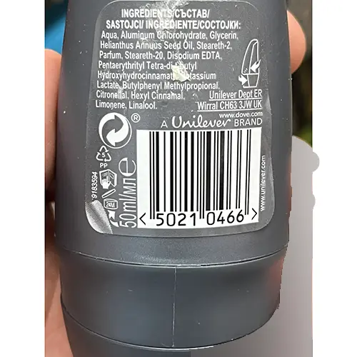 Photo de l’avis officiel: Dove Extra fresh Déodorant — risque: Risque chimique