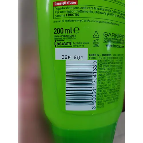 Photo de l’avis officiel: Garnier Fructis Capelli lunghi Après-shampooing — risque: Risque chimique