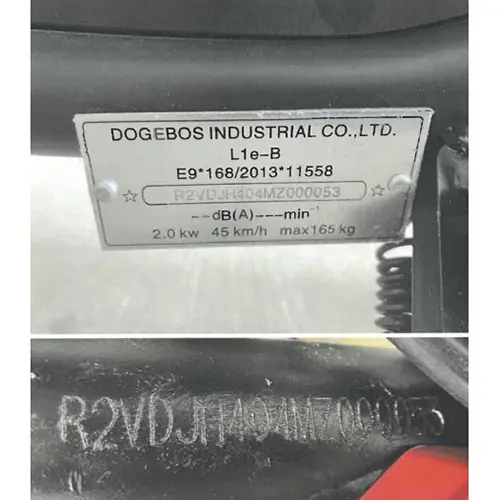 Photo de l’avis officiel: DOGEBOS M4 Scooter électrique — risque: Blessures