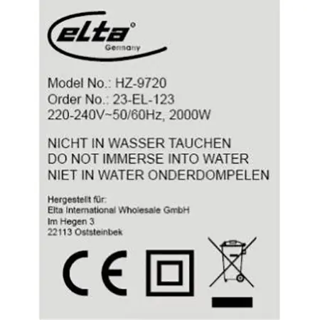 Photo from the official notice: Elta Heizlüfter fan heater — suffocation & fire risk