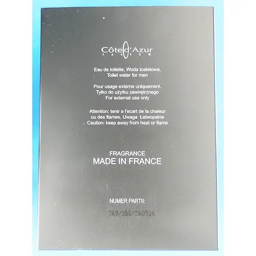 Photo de l’avis officiel: Cote d’Azur Brunani men magnum Eau de toilette — risque: Risque chimique
