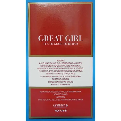 Foto dell’avviso ufficiale: Uniflame GREAT GIRL Profumo — rischio: Rischio chimico (A12/01839/24)