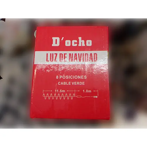 Photo from the official notice: D'OCHO LUZ DE NAVIDAD 140 LED LUZ AMARILLO lighting chain — burns & fire risk