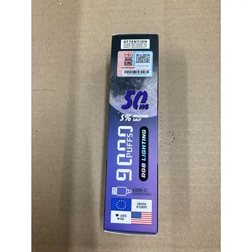 Photo de l’avis officiel: AROMA KING, 9000 PUFFS Cigarette électronique jetable — risque: Risque chimique