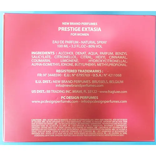 Photo de l’avis officiel: New Brand PRESTIGE Extasia Parfum — risque: Risque chimique