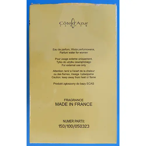 Foto dell’avviso ufficiale: Cote d’Azur Verse Gold Profumo — rischio: Rischio chimico