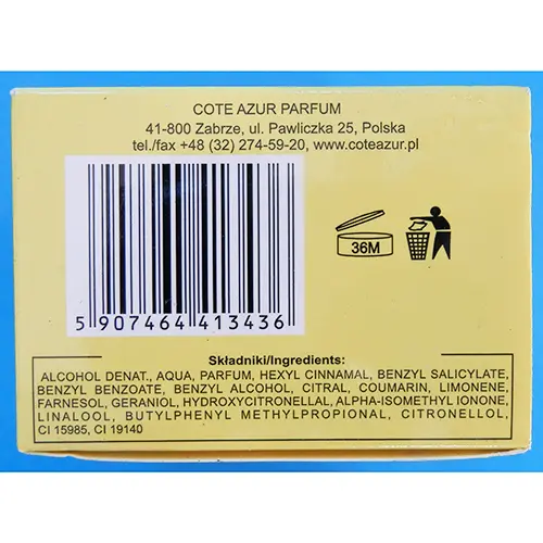 Foto dell’avviso ufficiale: Cote d’Azur Verse Gold Profumo — rischio: Rischio chimico