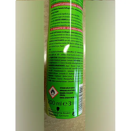 Foto dell’avviso ufficiale: Schwarzkopf/Taft VOLUME MOUSSE MEGA STRONG 5 Mousse per capelli — rischio: Rischio chimico
