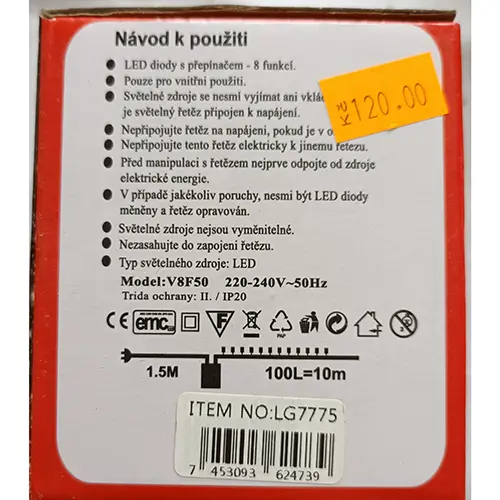 Photo de l’avis officiel: 100 LED=10m+1.5m Chaîne d'éclairage — risque: Choc électrique