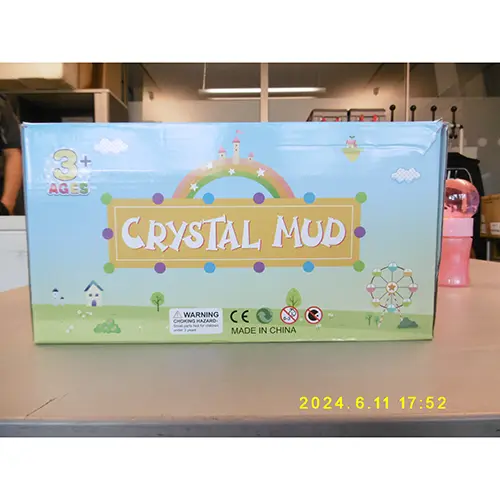Photo de l’avis officiel: Q-touch CRYSTAL MUD Slime de jouet — risque: Risque chimique (A12/01946/24)