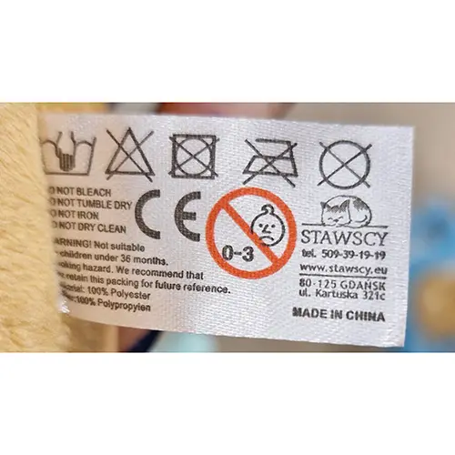 Foto do aviso oficial: STAWSCY Brinquedo macio — risco: Engasgamento