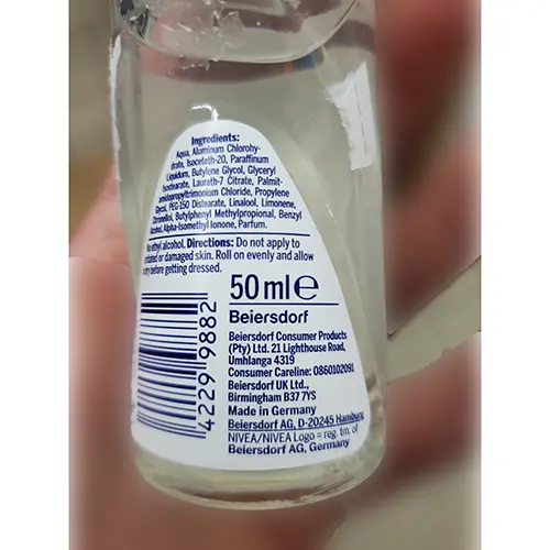 Photo de l’avis officiel: Nivea Black &amp; White Invisible Déodorant — risque: Risque chimique