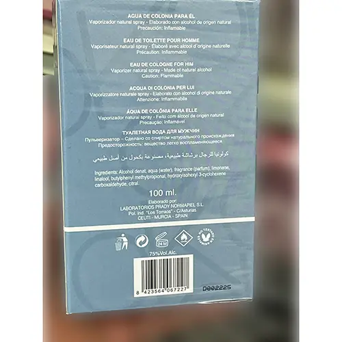 Photo de l’avis officiel: Prady Parfums ok fresh Eau de toilette — risque: Risque chimique