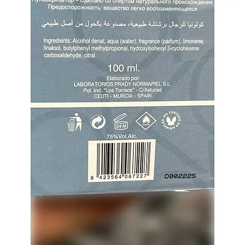 Photo de l’avis officiel: Prady Parfums ok fresh Eau de toilette — risque: Risque chimique