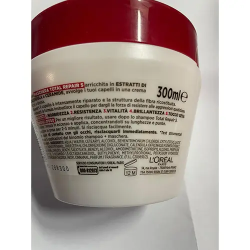 Photo de l’avis officiel: L'OREAL Elvive Maschera Total Repair Masque capillaire — risque: Risque chimique