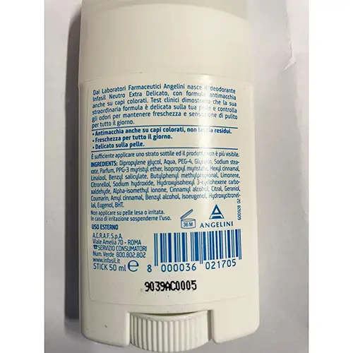 Foto dell’avviso ufficiale: INFASIL Deo Stick Extra Delicato Deodorant — rischio: Rischio chimico