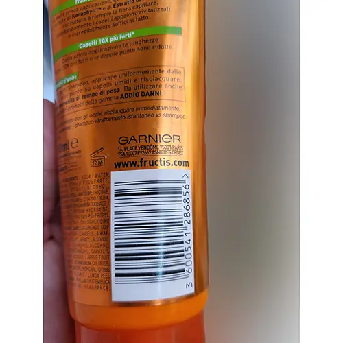 Photo de l’avis officiel: Fructis Addio danni trattamento istantaneo Crème capillaire — risque: Risque chimique