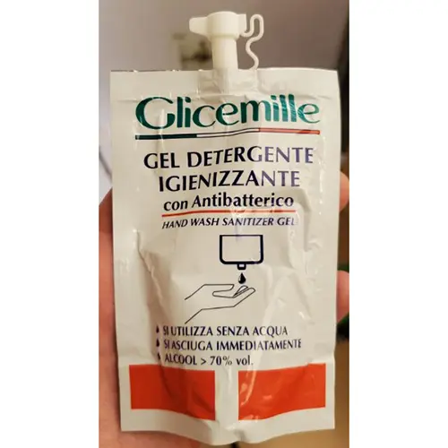 Foto uit de officiële melding: GLICEMILLE Gel detergente igienizzante con antibatterico Handgel — risico: Chemische risico's
