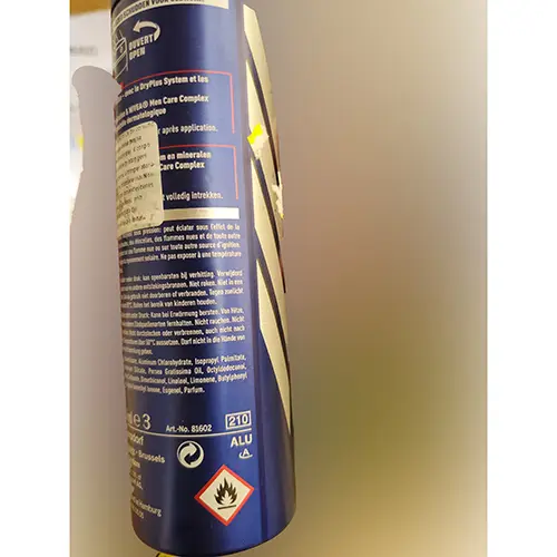 Foto dell’avviso ufficiale: Nivea men Dry impact Deodorante spray — rischio: Rischio chimico