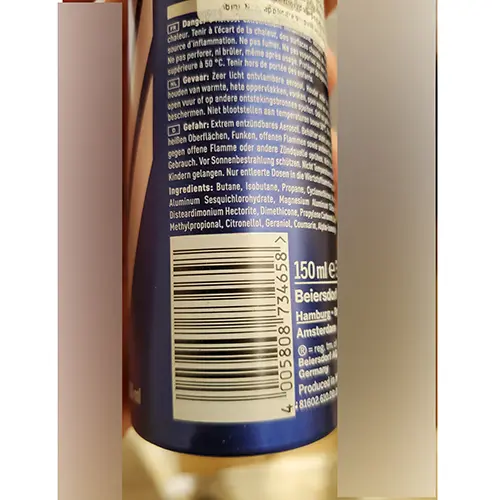 Foto dell’avviso ufficiale: Nivea men Dry impact Deodorante spray — rischio: Rischio chimico