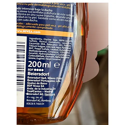 Photo de l’avis officiel: Nivea Natural Oil Huile de douche — risque: Risque chimique