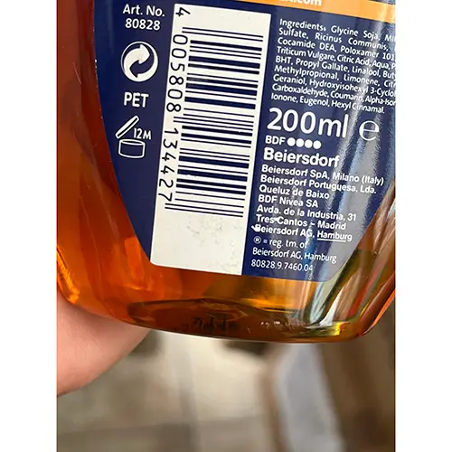 Photo de l’avis officiel: Nivea Natural Oil Huile de douche — risque: Risque chimique