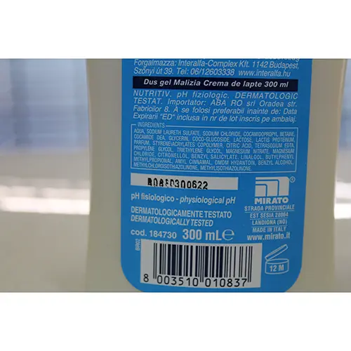Photo de l’avis officiel: Malizia Crema di latte Mousse de douche — risque: Risque chimique