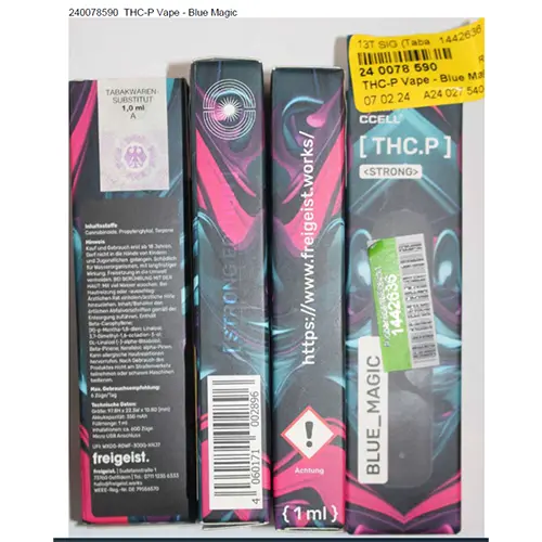 Photo de l’avis officiel: freigeist. THC.P Vape, H4CBD Vape Cigarette électronique — risque: Risque chimique