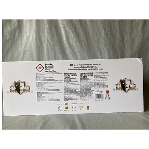 Photo from the official notice: First class fireworks Black &amp; White - Bianco — burns & damage to sight risk