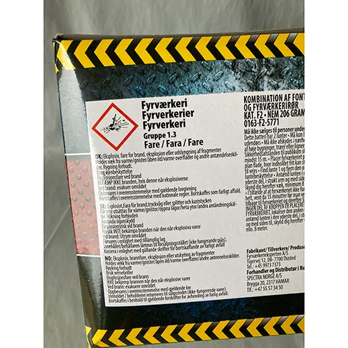 Photo from the official notice: Airborne fireworks — burns & damage to sight risk