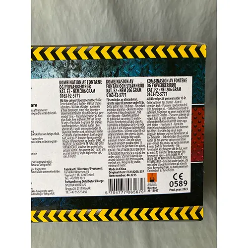 Photo from the official notice: Airborne fireworks — burns & damage to sight risk