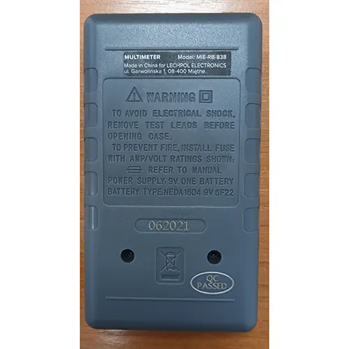 Foto do aviso oficial: REBEL Digital multimeter multímetro digital — risco: Choque elétrico