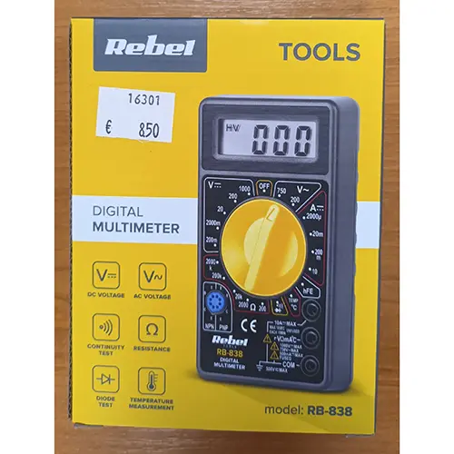 Foto do aviso oficial: REBEL Digital multimeter multímetro digital — risco: Choque elétrico